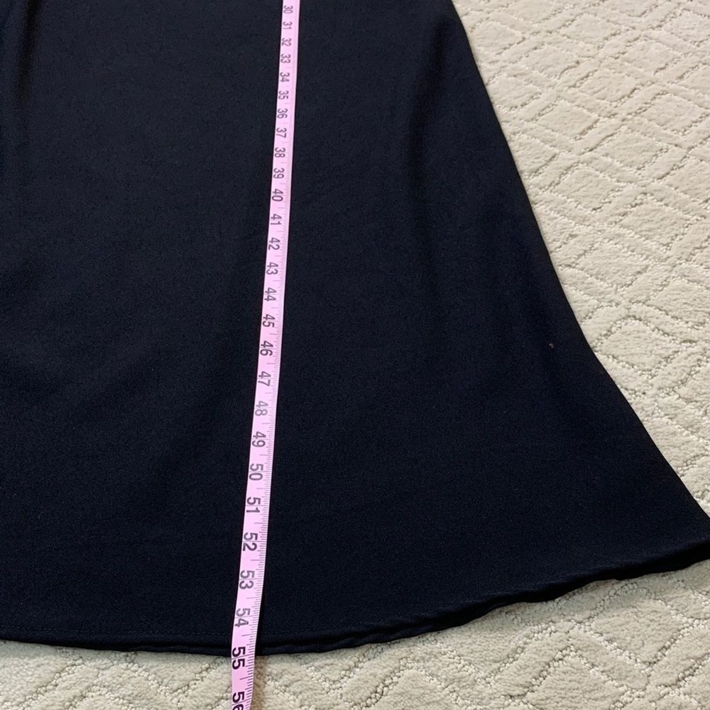 Zara‎ Midi Dress Women Size M Black Ruched Shoulder V-Neck Sleeveless Crepe - Picture 11 of 11